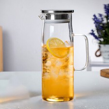 1.5L Glass Jug with Lid Glass Water Carafe Borosilicate Jug Glass Water Jug UK