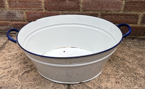 Large enamelled tin bath - tin, tub
