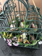Green Metal Birdcage Decor
