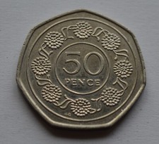 1988 Gibraltar 50p Fifty Pence Candytuft Flower DIE AC RARE Coin