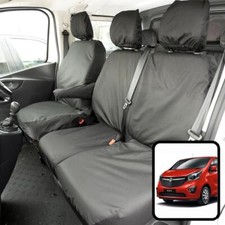 Vauxhall Vivaro Crew Cab 14-19 Sportive Seat Covers Black Tailored Fit Front Set
