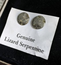 Vintage Grey Cornish Lizard Serpentine 925 Silver Earrings Hand Made Cornwall