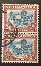 South Africa 1945 VFU 2s6d Pair Stamps Light Hinged