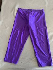 Vintage 80’s Shiny Purple Lycra Spandex mens running tights L Aerobics 3/4