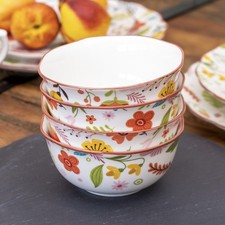 Set of 4 Floral Print Cereal