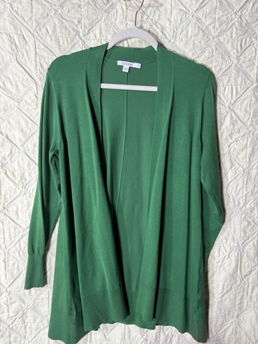 Chico green open front knit - front,