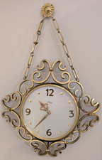 Im Hof mid century brass hanging wall clock working