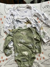 3 X Carter’s Baby Boy Dinosaur Long Sleeve Vests 3 Months