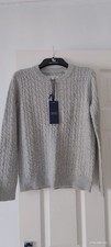 Jack Wills Size 10 Tinsbury Merino Wool Blend Cable Knitted Jumper light grey 
