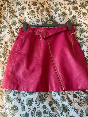 Pink faux leather skirt - pink,