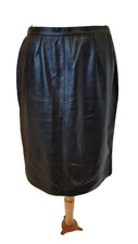 Saint Laurent Rive Gauche black leather Skirt Original Vintage Size 44 UK 12