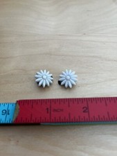 Clip on Earrings White Flower