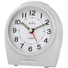 Acctim Astoria Analogue Alarm Clock Non Ticking Sweep Smartlite� Quartz Silver