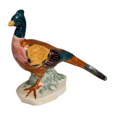 Beswick Hand Painted Pheasant Figurine With Curved Tail 