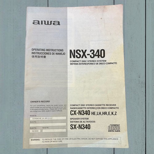 Aiwa nsx 340 operating - aiwa,
