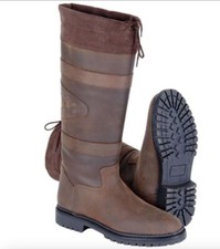 Toggi Quebec Waterproof Long Country Boots Leather Brown Walking, Size Euro 46 