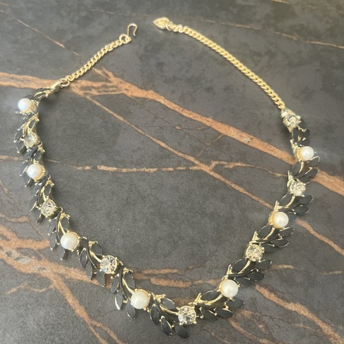Vintage black enameled choker - vintage,
