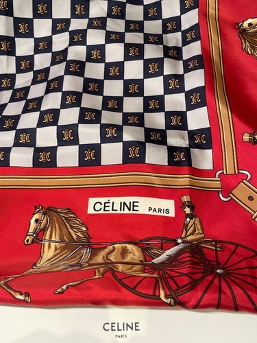 Celine silk scarf red - celine, black
