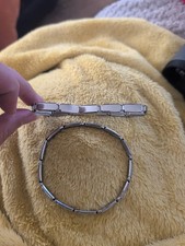 Vintage alflex Light Silver Tone/Chrome Flat Link Expandable Spring Sleeve X2