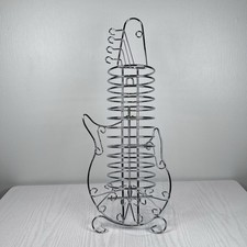 Metal Guitar Shaped CD Storage Rack Holds 12 CDs Retro Wire CD Rack Chrome