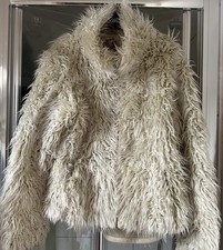 Rare Vintage 90’s HOOCH Love5 white Yeti Shaggy Faux Fur Coat -  Size 14