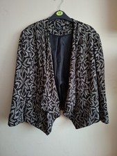 Principles By Ben Be Lisi Black Beige Geometric Open Waterfall Jacket Size 12