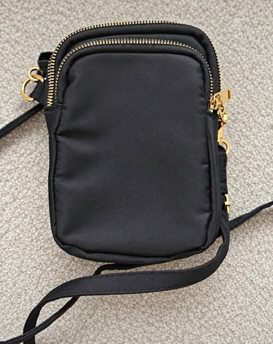 Black nylon crossbody bag - black,