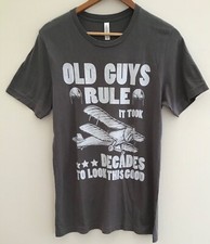 Canvas Grey Cotton T-Shirt Size M Old Guys Rule logo mens 
