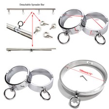 BDSM Bondage Set Adjustable Metal Spreader Bar Handcuffs Ankle Cuffs Shackle Rod