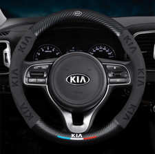 15" PU Leather+Carbon fiber Steering Wheel Cover For Kia Bongo Borrego Cadenza