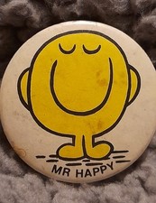 vintage Mr Happy Mr Men badge