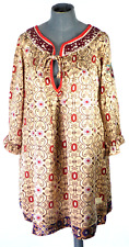 Odd Molly Dress Bohemian Silk Flowy Tunic Scarf Print Floral Long Sleeve UK 10