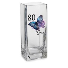 Personalised 80th Birthday Flower Vase Gift Present With Butterfly GV-18