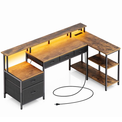 Shaped computer desk with - l,