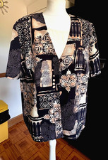 BNWOT Ladies BERKERTEX Dark NAVY BLUE & Oak BROWN Scarf Print Layer Blouse 20 £1