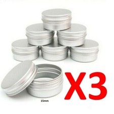 3 X Aluminium Jar Pot travel Bottle Container storage Tin Case lid tub Cosmetics
