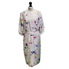 Vintage Radley Pencil Dress 80s 90s White Abstract Paint Splash 2xl 16 Eu 44