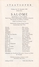 Opera Programme 1955 Vienna Salome Max Lorenz Christl Goltz Alfred Poell Madeira