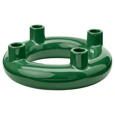 candle holders / Candlestick, for 4 candles rounded / dark green, 8 cm