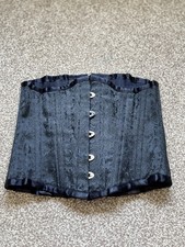 Black Brocade Steel Boned