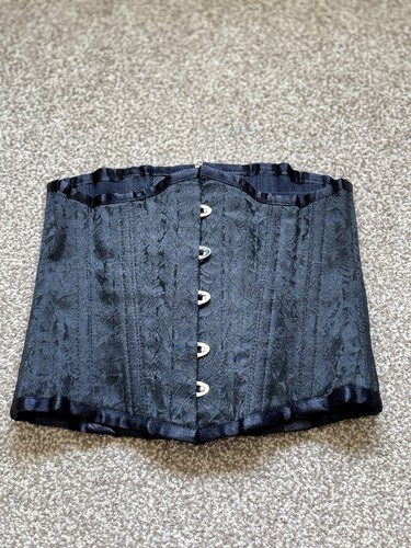 Black brocade steel boned - brocade,