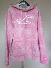 Hollister Soft Pink Tie Dye Effect Hoodie Sweatshirt Top Size Medium 