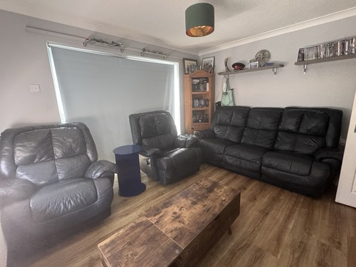 Green leather recliner suite - leather,