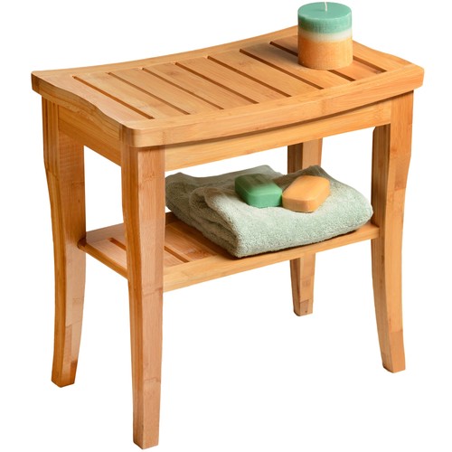 Bamboo shower bench small - shower,