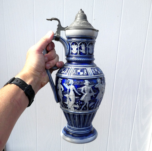 Antique german beer stein - stein, 15"