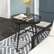 Round Rattan Side Table with