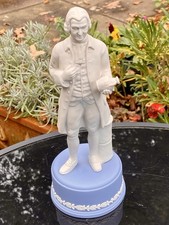 Wedgwood Jasper Ware Josiah Wedgwood Statuette On Plinth Blue White