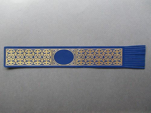 Leather bookmark blue gold - leather,