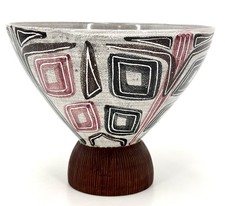 Vintage MID CENTURY LAHOLM POTTERY ABSTRACT MODERNIST VASE  BOWL Swedish Pottery