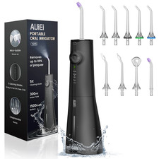 AUIEI Water Flosser - 9 Jet Tips Rechargeable Oral Irrigator - 300ml Water Tank